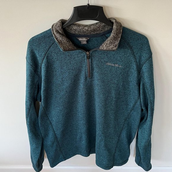 NWOT Men's Eddie Bauer Radiator Peacock Green Quarter Zip Pullover Size XL - Picture 1 of 5
